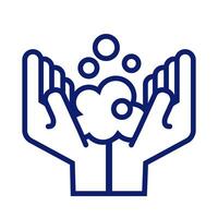 hands washing with foam line style icon vector