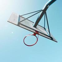 street basketball hoop and blue sky photo