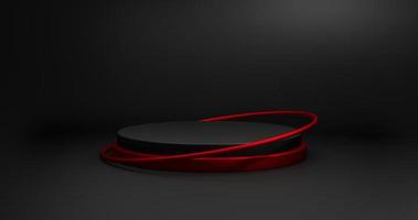 Empty black podium for display product 3D rendering photo
