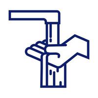 hand washing with water tap line style icon vector