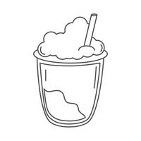 tea smoothie yummy drink with straw line icon style vector