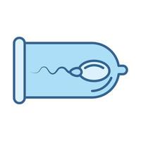 anticoncepción de salud sexual esperma en la línea de protección del condón relleno icono azul