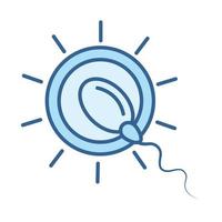 sexual health sperm fertilizes the egg line fill blue icon vector