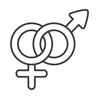 salud sexual género femenino y masculino juntos icono de línea vector