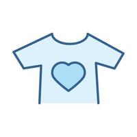 shirt print heart fashion line fill blue icon vector