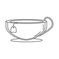 tea porcelain cup with teabag line icon style vector