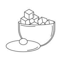sugar bowl with many cubes line icon style