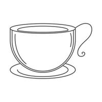 tea teacup beverage on saucer line icon style vector