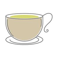 tea teacup beverage on saucer line and fill vector