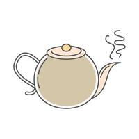 tea hot kettle beverage traditional line and fill vector