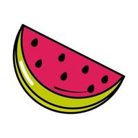 rebanada de sandía fruta estilo cómic pop art icono plano vector