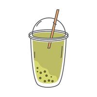 tea cold fresh beverage takeaway cup with straw line and fill vector