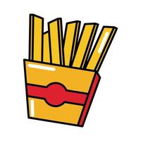 papas fritas, comida rápida, arte pop, cómic, estilo, plano, icono vector