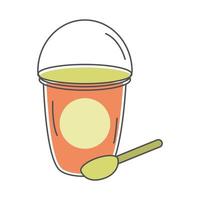 tea takeaway disposable cup with spoon line and fill vector