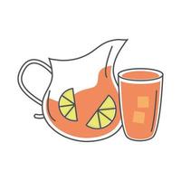 tea glass pitcher cup with sliced lime line and fill vector