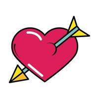 heart pierced arrow pop art comic style icon vector