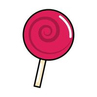 Caramelo espiral en icono plano de estilo cómic pop art stick vector