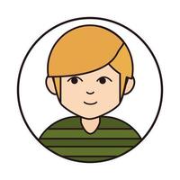 young teenager cartoon character round line icon vector