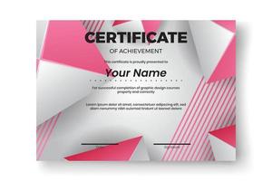 diseño de certificado moderno con fondo geométrico abstracto vector