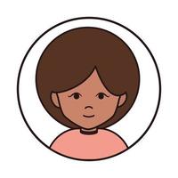 woman cartoon character portrait afro female round line icon vector