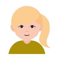 teen blonde ponytail hair cartoon flat icon vector