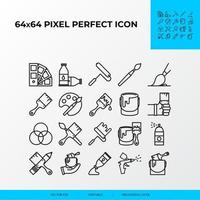 set of Brushes and painting vector line icon set