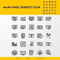 conjunto de iconos perfectos de 64x64 píxeles de línea vectorial de diseño y desarrollo web vector
