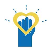 world down syndrome day hand with heart support flat style vector