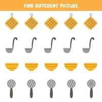 Find kitchen tool which is different from others Worksheet for kid vector