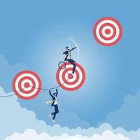 Reaching Higher Targets Concept Businessman aiming for top goal vector