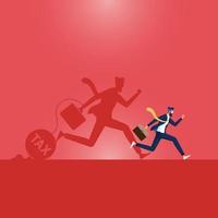 Business financial concept Businessman with shadow running away from tax vector