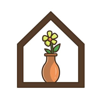 beautiful flower vase wall decoration illustration