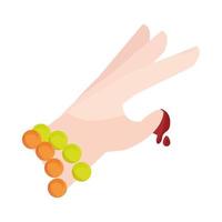 female hand with red ink isolated icon vector