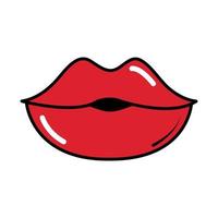 female lips pop art comic style flat icon vector