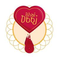 happy bhai dooj heart mandala decoration celebrated by hindus vector