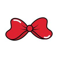 red bow decoration pop art style flat icon vector