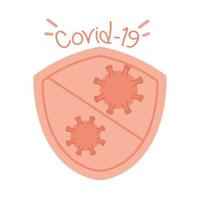 nueva protección de escudo covid 19 normal después del coronavirus estilo plano hecho a mano vector