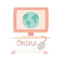 new normal online education computer after coronavirus hand made style flat vector