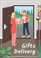 Gifts delivery poster flat vector template