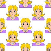 Colored seamless pattern. Cartoon style. Hand drawn. Vector illustration isolated on white background. For wallpaper, poster, banner.