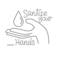 new normal sanitize your hands after coronavirus hand made line style vector