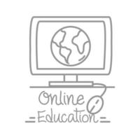 new normal online education computer after coronavirus hand made line style vector