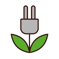 energy connector wire with leaf line and fill style vector