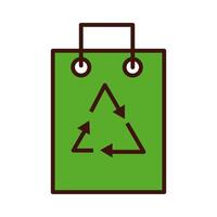 shopping bag with arrows recycle symbol line and fill style vector