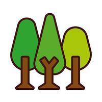 trees plants nature line and fill style icon vector