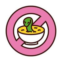 Prohibido comer la línea de la serpiente y el icono de estilo de relleno. vector