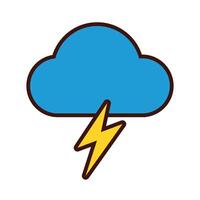 cloud with thunder line and fill style icon vector