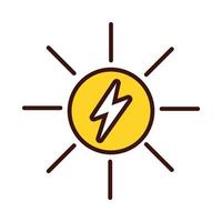 summer sun with power ray line and fill style icon vector