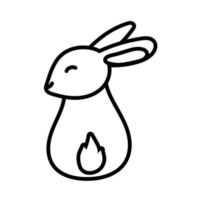 cute rabbit line style icon vector