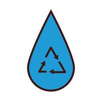 water drop with recycle arrows line and fill style icon vector